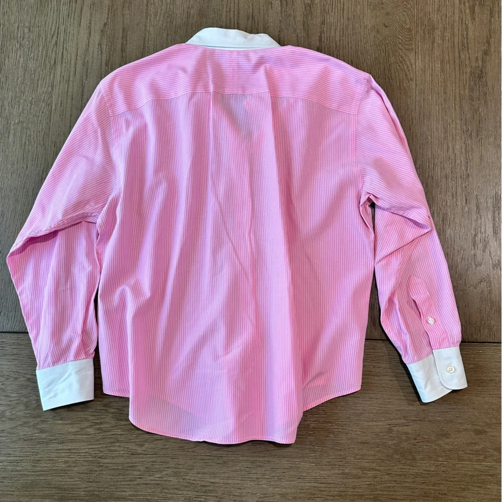 Lauren Ralph Lauren Petite 12 Classic Button Down Blouse Pink & White Striped - Picture 7 of 10